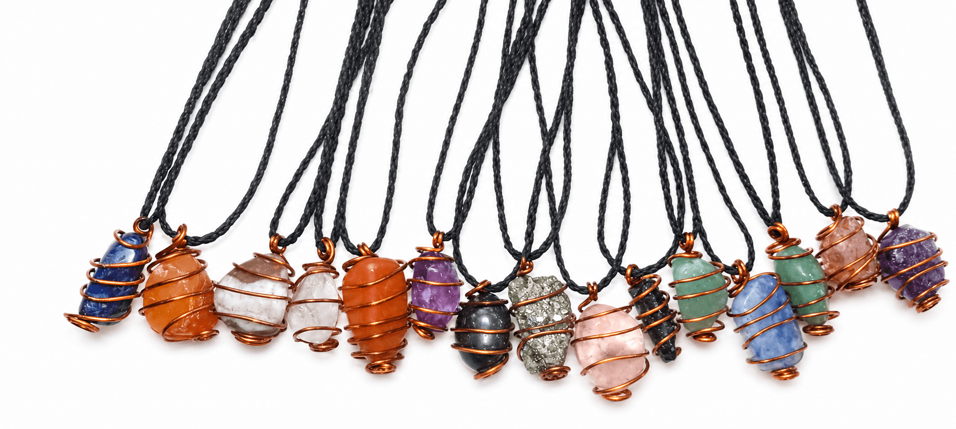 Collar x 5 unidades amuleto piedras energeticas regulable dije mas cordon x