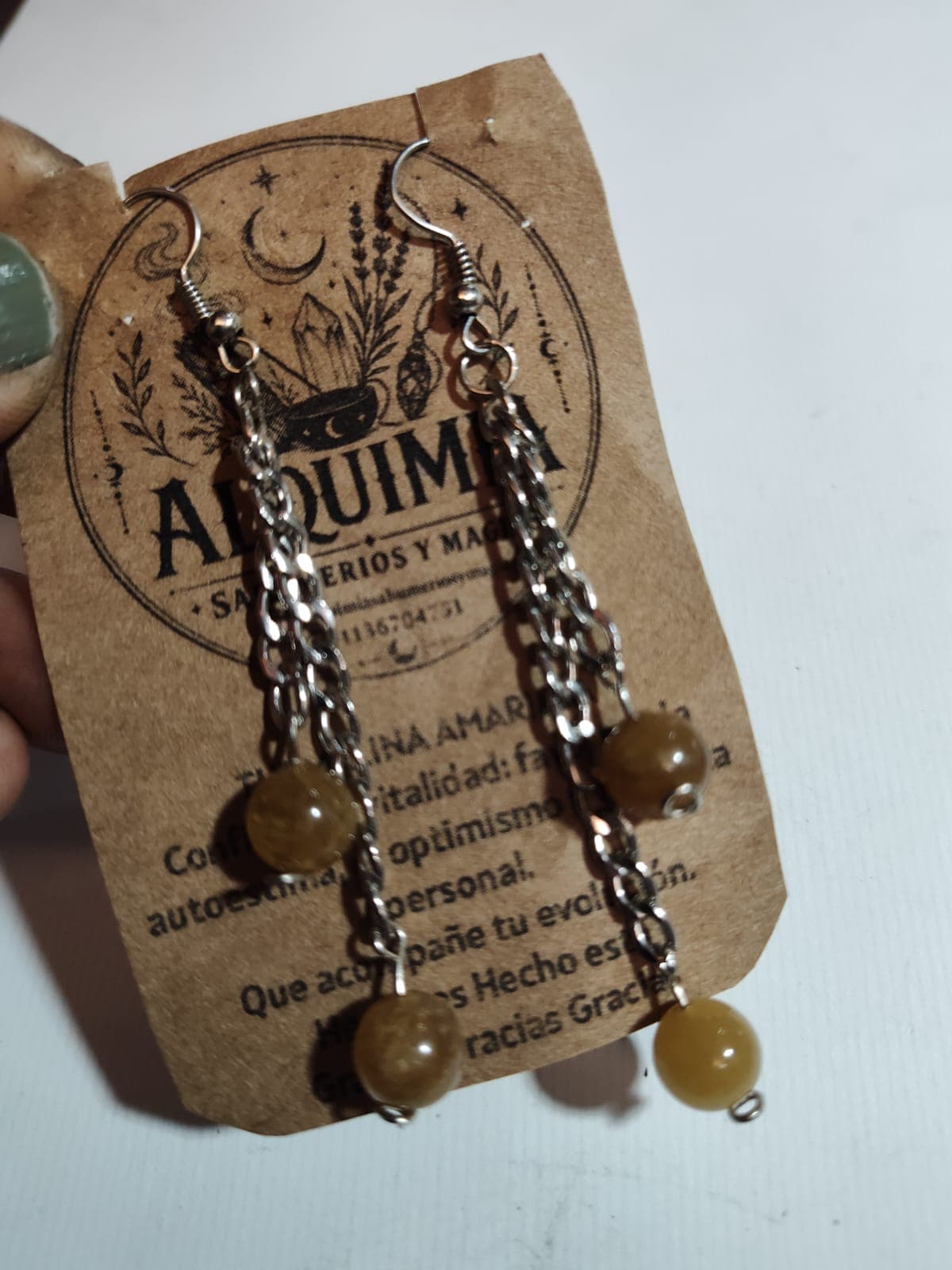 Aros colgantes con turmalina amarilla